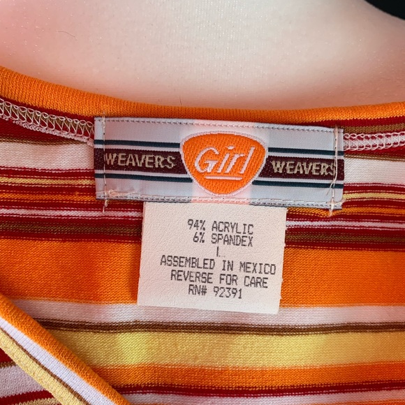 Weavers Girl orange and red striped tee size L - Picture 5 of 6